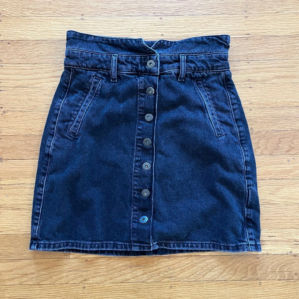 Pilcro and the Letterpress High Waisted Denim Skirt, Washed Black, Size 2